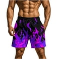 thumbnail image 1 of ZCFZJW Men's Swim Trunks Elastic Waistband Board Shorts Cute 3D Flame Printed Summer Quick Dry Swimsuit Swimwear Holiday Party Bathing Suit with Pockets Purple XXXL, 1 of 9