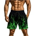thumbnail image 1 of ZCFZJW Men's Swim Trunks Quick Dry 3D Flame Pattern Printed Beach Board Shorts with Pockets Lightweight Drawstring Elastic Waist Bathing Suits Green XXL, 1 of 9