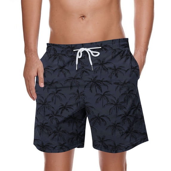 ZCFZJW Men's Swim Trunks Quick Dry Bathing Suit Swimming Board Shorts Regular Fit Casual Tropical Palm Tree Printed Drawstring Elastic Waist Beach Swimwear with Pockets Multicolor#14 M
