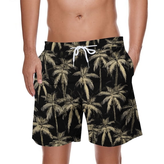 ZCFZJW Men's Swim Trunks Quick Dry Bathing Suit Swimming Board Shorts Regular Fit Casual Tropical Palm Tree Printed Drawstring Elastic Waist Beach Swimwear with Pockets Multicolor#02 M