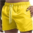 thumbnail image 1 of ZCFZJW Men's Swim Trunks Quick Dry Beach Shorts with Pockets Lightweight Casual Solid Color Drawstring Elastic Waist Beach Swimwear Bathing Suit Yellow L, 1 of 4