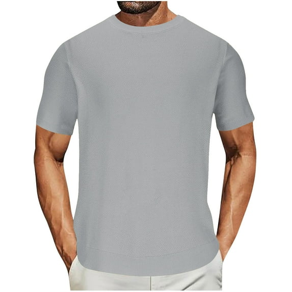 ZCFZJW Men's T Shirt Short Sleeve Crew Neck Athletic Workout T-Shirt Casual Summer Classic Basic Cotton Tee Shirts Tops Gray XXXL