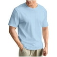 thumbnail image 1 of ZCFZJW Men's T- Shirts Short Sleeve Knit Sweater Shirt Lightweight Regular Fit Casual Crewneck Twist Knit Pullover Tees Tops Sky Blue L, 1 of 6