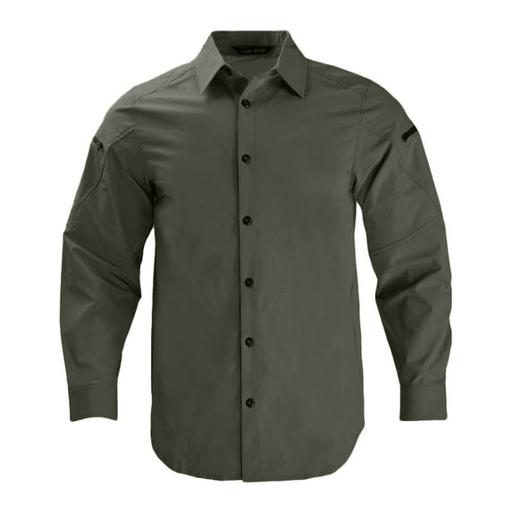 ZCFZJW Men's Tactical Shirts Long Sleeve Zipper Pockets Cargo Shirts Lightweight Quick Dry UPF 50+ UV Sun Shirt for Hiking Fishing Green XL