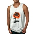 thumbnail image 1 of ZCFZJW Men's Tank Tops Quick Dry Sleeveless Tropical Palm Tree Print Workout Muscle Shirt Athletic Bodybuilding Gym Performance Tee Shirts White S, 1 of 5