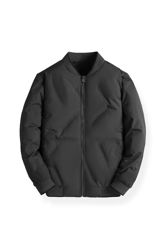 Men's Thick Puffer Padded Jacket Quilted Lined Winter Casual Windproof Water-Resistant Bomber Jackets Big and Tall Warm Windbreaker Coats Black L