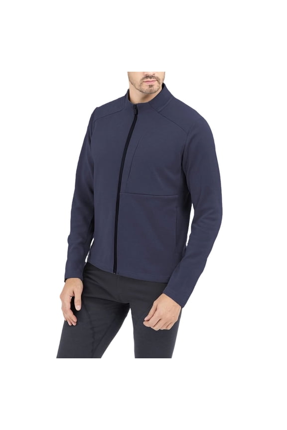 Men's Track Jacket Full Zip up Long Sleeve Running Athletic Jacket Lightweight Workout Quick Dry Mock Neck Jackets with Pockets Outdoor Sports Navy M