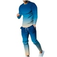thumbnail image 1 of ZCFZJW Men's Track Suits 2 Piece Set Active Jogging Suits Long Sleeve Crewneck Pullover Sweatsuits and Drawstring Sweatpants Casual Tie Dye Gradient Print Outfits Blue XXXXL, 1 of 7