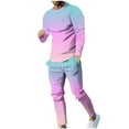 thumbnail image 1 of ZCFZJW Men's Track Suits 2 Piece Set Active Jogging Suits Long Sleeve Crewneck Pullover Sweatsuits and Drawstring Sweatpants Casual Tie Dye Gradient Print Outfits Pink XXL, 1 of 7