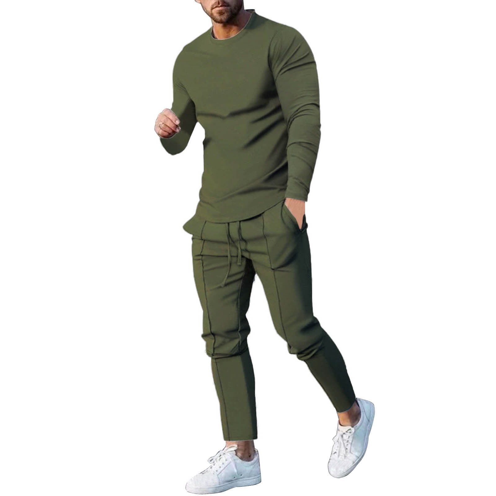 ZCFZJW Men's Tracksuit 2 Piece Sweatsuit Set Long Sleeve Crewneck