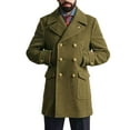 thumbnail image 1 of ZCFZJW Men's Trench Coat Slim fit Double Breasted Belted Windbreaker Lapel Long Jacket Casual Windproof Overcoat with Multi-Pockets Army Green XXXL, 1 of 6