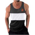 thumbnail image 1 of ZCFZJW Men's Tropical Palm Tree Print Workout Sleeveless Striped Color Block Shirts Quick Dry Swim Beach Muscle Gym Running Athletic Tank Top Dark Gray S, 1 of 5