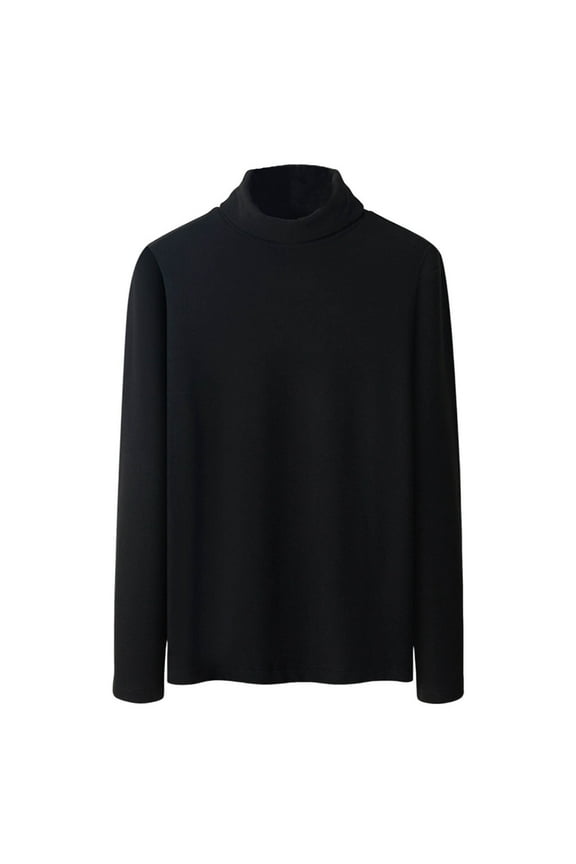 Men's Turtleneck Long Sleeve Turtle Neck Shirts Fall Basic Solid Color Lightweight Undershirt Thermal Pullover Sweater Tops Black M