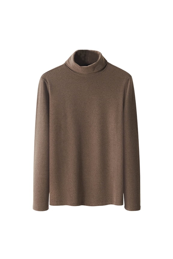 Men's Turtleneck Long Sleeve Turtle Neck Shirts Fall Basic Solid Color Lightweight Undershirt Thermal Pullover Sweater Tops Coffee L