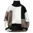 thumbnail image 1 of ZCFZJW Men's Turtleneck Pullover Sweaters Long Sleeve Color Block Print Twisted Knit Sweater Trendy Striped Knit Jumper Sweater Tops Black XXXXL, 1 of 8