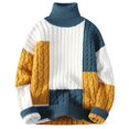 thumbnail image 1 of ZCFZJW Men's Turtleneck Pullover Sweaters Long Sleeve Color Block Print Twisted Knit Sweater Trendy Striped Knit Jumper Sweater Tops Blue XXXL, 1 of 9