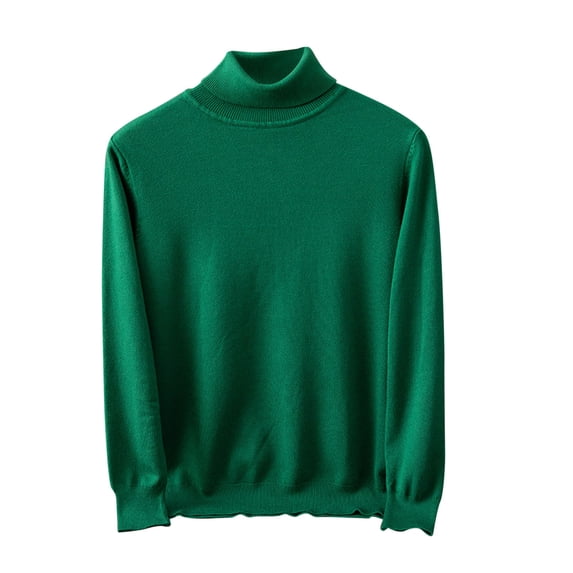 ZCFZJW Men's Turtleneck Slim Fit Lightweight Pullover Tops Casual Long Sleeve Solid Color Knitted Sweaters L