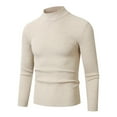thumbnail image 1 of ZCFZJW Men's Turtleneck Sweater Slim Fit Turtle Neck Sweater for Men Lightweight Ribbed Knitted Long Sleeve Pullover Sweater Thermal Sweater Beige#01 XL, 1 of 6