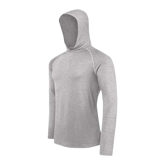 ZCFZJW Men's UPF 50  Sun Protection Hoodie Long Sleeve SPF Fishing Hiking Running Thumbhole Shirts Hooded Quick Dry Lightweight Athletic Workout Tees Gray XXL