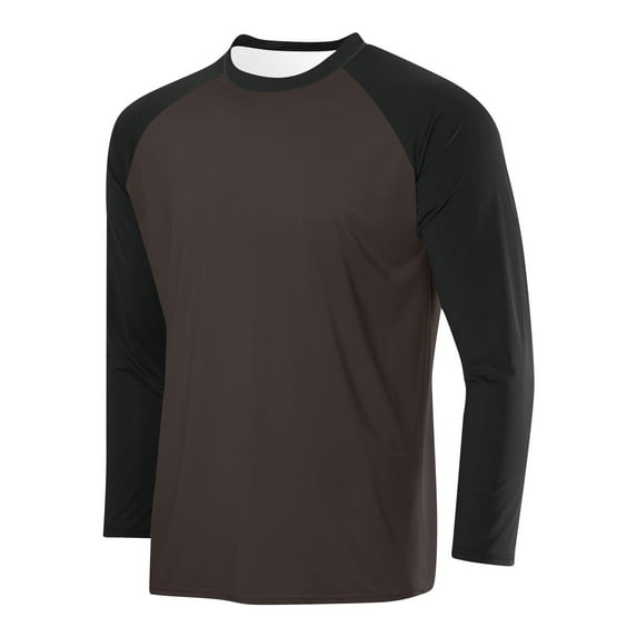 ZCFZJW Men's UV Sun Protection UPF 50+ Shirts Lightweight Raglan Long Sleeve Rash Guard Workout Quick Dry Shirt for Hiking Fishing Swimming Brown XXXL