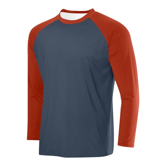 ZCFZJW Men's UV Sun Protection UPF 50+ Shirts Lightweight Raglan Long Sleeve Rash Guard Workout Quick Dry Shirt for Hiking Fishing Swimming Orange XXL