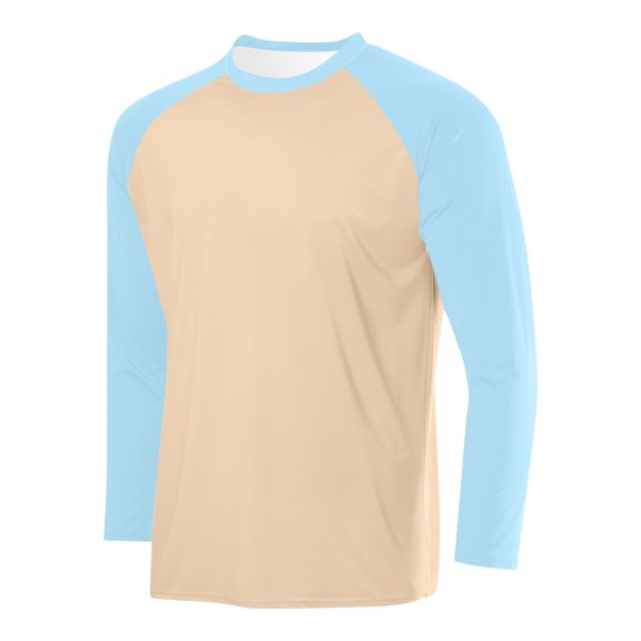 ZCFZJW Men's UV Sun Protection UPF 50+ Shirts Lightweight Raglan Long Sleeve Rash Guard Workout Quick Dry Shirt for Hiking Fishing Swimming Sky Blue L