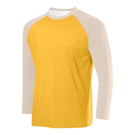 ZCFZJW Men's UV Sun Protection UPF 50 Shirts Lightweight Raglan Long Sleeve Rash Guard Workout Quick Dry Shirt for Hiking Fishing Swimming Yellow S