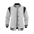 thumbnail image 1 of ZCFZJW Men's Varsity Baseball Jacket Lightweight Causal Slim Fit Varsity Full Button up Long Sleeve Mock Neck Jacket Fashion Boys Bomber Jackets Gray M, 1 of 7