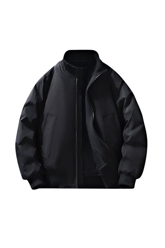 Men's Varsity Jacket Casual Full Zip up Long Sleeve Fashion Stylish Bomber Jacket Lightweight Windbreaker with Pockets Black XXL