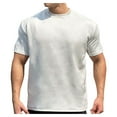 thumbnail image 1 of ZCFZJW Men's Velvet Shirts Trendy Solid Color Summer Short Sleeve Round Neck Pullover T-Shirts Loose Lightweight Casual Summer Workout Tees Tops White L, 1 of 2