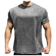 thumbnail image 1 of ZCFZJW Men's Velvet Shirts Trendy Solid Color Summer Short Sleeve Round Neck Pullover T-Shirts Loose Lightweight Casual Summer Workout Tees Tops Gray XL, 1 of 2