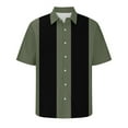 thumbnail image 1 of ZCFZJW Men's Vintage Bowling Shirts 1950s Casual Short Sleeve Button Up Contrast Shirt Summer Color Block Cuban Shirts Trendy Holiday Beach Hawaiian Shirt Tops Army Green XXL, 1 of 5