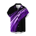 thumbnail image 1 of ZCFZJW Men's Vintage Striped Color Block Pritned Summer Bowling Shirt Short Sleeve Button Down Summer Cuba Beach Shirts with Pockets Purple M, 1 of 4