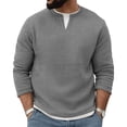 thumbnail image 1 of ZCFZJW Men's Waffle Long Sleeve Shirts, Lightweight Thermal Textured V Neck Basic Solid Color Underwear Tops Fashion Pullover Sweaters Gray L, 1 of 2