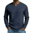 thumbnail image 1 of ZCFZJW Men’s Waffle Shirts Lightweight Casual V Neck Long Sleeve Tops Casual Basic Solid Color Athletic T-Shirts Lightweight Knit Pullover Sweaters Navy M, 1 of 5