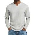 thumbnail image 1 of ZCFZJW Men’s Waffle Shirts Lightweight Casual V Neck Long Sleeve Tops Casual Basic Solid Color Athletic T-Shirts Lightweight Knit Pullover Sweaters White XXL, 1 of 5
