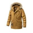 thumbnail image 1 of ZCFZJW Men's Warm Parka Jacket Winter Snow Coat with Detachable Faux Fuzzy Hood Trendy Long Sleeve Full Zip up Hooded Mountain Ski Coat Yellow XXXXL, 1 of 3
