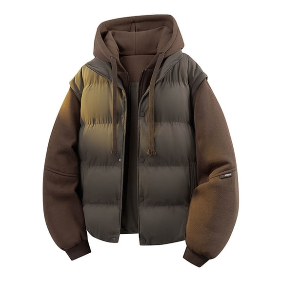 ZCFZJW Men's Waterproof Ski Jacket 2 in 1 Winter Snow Coat Windproof Drawstring Full Zip up Long Sleeve Hooded Mountain Raincoat Fleece Liner Outwear Tops with Pockets Coffee XL