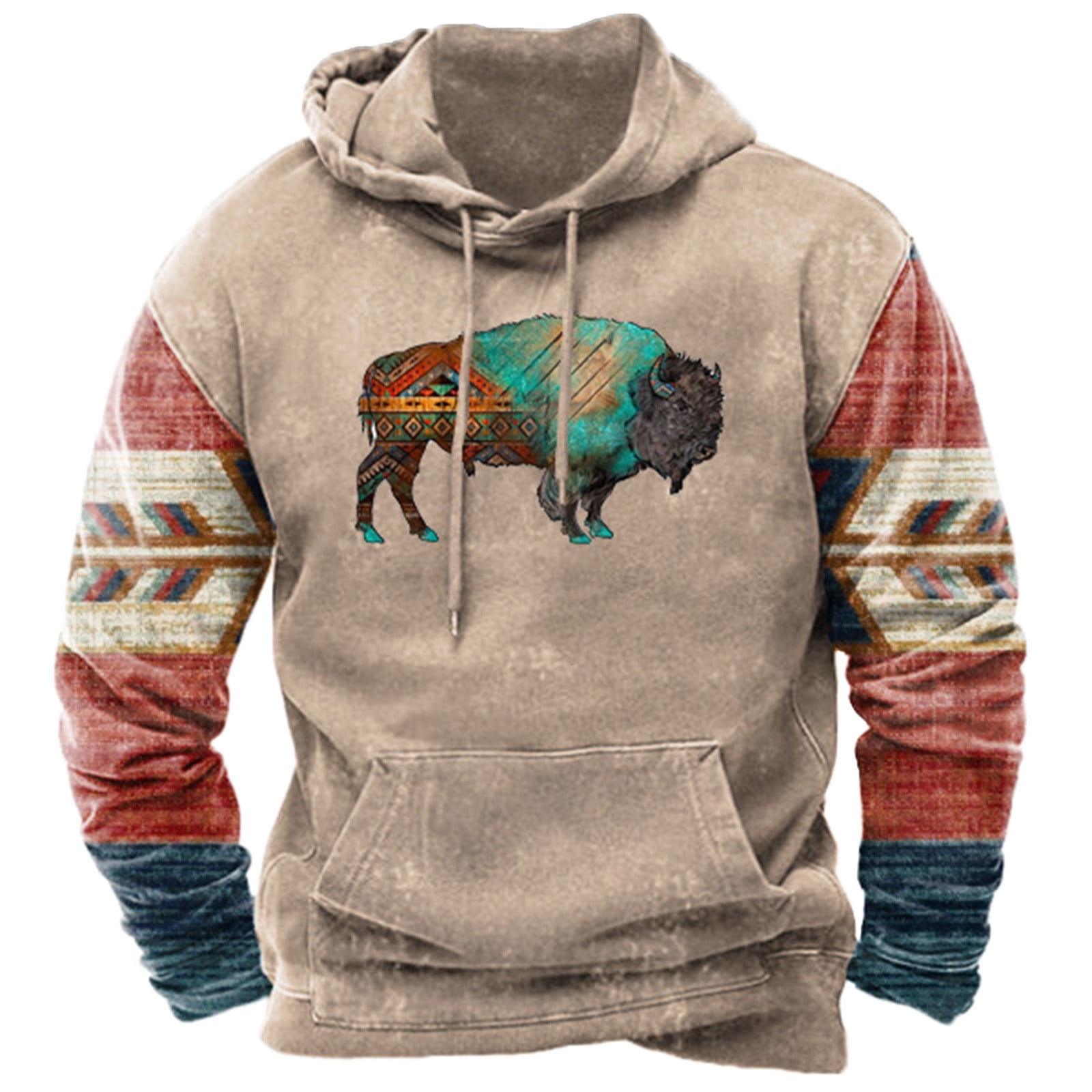 Mens Vintage Southwestern / Aztec Print Hoodie Sweater /