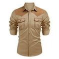 thumbnail image 1 of ZCFZJW Men's Western Cowboy Shirt Vintage Embroidered Long Sleeve Slim Fit Casual Cotton Button Down Hippie Collared Shirts with Double Chest Pockets Khaki XXXL, 1 of 5