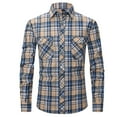 thumbnail image 1 of ZCFZJW Men's Flannel Plaid Shirts Fall Winter Regular Fit Cotton Button Down Casual Long Sleeve Shirts Flannel Jackets with Double Pockets Blue L, 1 of 2