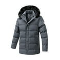 thumbnail image 1 of ZCFZJW Men's Winter Coat Warm Parka Jacket with Faux Fur Removable Hood Trendy Long Sleeve Outdoor Mountain Hooded Outerwear Tops Gray XL, 1 of 4