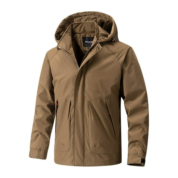 ZCFZJW Men's Winter Coats Waterproof Ski Jacket for Men Snow Coat Casual Long Sleeve Regular Fit Mountain Outwear Jackets with Hooded Brown M