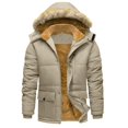 thumbnail image 1 of ZCFZJW Men’s Winter Jacket Thicken Warm Fleece Lined Long Sleeve Hoodie Water Repellent Windproof Parka Winter Plush Thick Warm Outwear Coat with Pockets Beige M, 1 of 9