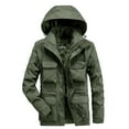 thumbnail image 1 of ZCFZJW Men's Winter Military Thicken Parka Jacket Warm Coat with Removable Hood Trendy Solid Color Long Sleeve Waterproof Windbreaker Outwear Tops with Multi-Pockets Army Green XXXL, 1 of 8
