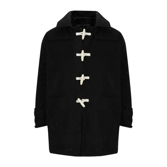 ZCFZJW Men's Winter Pea Coat Casual Woolen Trench Coat Stand Collar Double Breasted Wool Jacket Warm Slim Fit Office Peacoat with Pockets Black XL