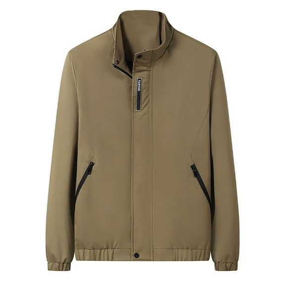 ZCFZJW Men's Winter Quilted Bomber Jackets for Men Lightweight Casual Long Sleeve Windproof Windbreakers Fall Jackets Casual Coats with Pockets Khaki XXXL