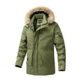 thumbnail image 1 of ZCFZJW Men's Winter Snow Coat Trendy Long Sleeve Zip Up Plush Thick Warm Ski Jacket Waterproof Hooded Work Outerwear Tops with Multi-Pockets Army Green XXL, 1 of 8