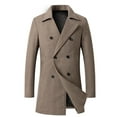 thumbnail image 1 of ZCFZJW Men's Woolen Trench Coat Double Breasted Slim Fit Winter Warm Big and Tall Regular Fitted Overcoat Long Jacket Business Pea Jacket Khaki M, 1 of 9
