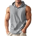 thumbnail image 1 of ZCFZJW Men's Workout Hooded Tank Tops Lightweight Full Zip Up Sleeveless Gym Shirts Muscle Cut Off T Shirt Bodybuilding Hoodies Gray L, 1 of 8